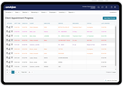 Photo of Example of Software Client Appointment Progress