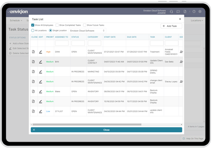 Photo of Example of Task Management Screen in Software