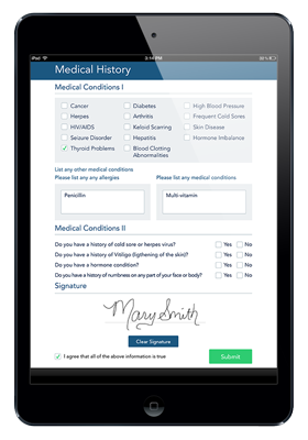 Photo of IMedical History Form on IPad