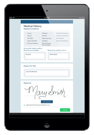 Photo of Ipad with Medical History Forms