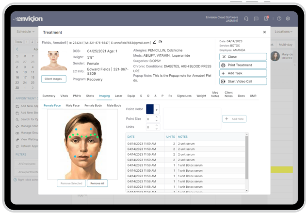 Photo of Example of Software Screen for Patient Records